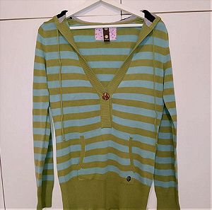 ELEMENT ριγέ μπλούζα στυλ ζακέτα φούτερ με κουκούλα v neck νο. Small medium