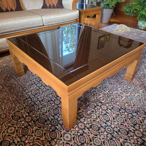 Solid Walnut Coffee Table with Glass Like New