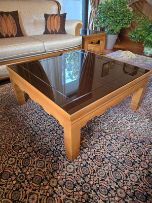 Solid Walnut Coffee Table with Glass Like New