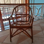 Bamboo armchairs and chairs used, solid wood, set of 13+12