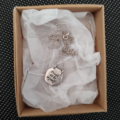Necklace with polygonal pendant silver 925 new