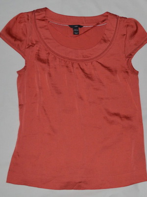 H&M Terracotta Coral Cap Sleeve Blouse satin finish size S like new
