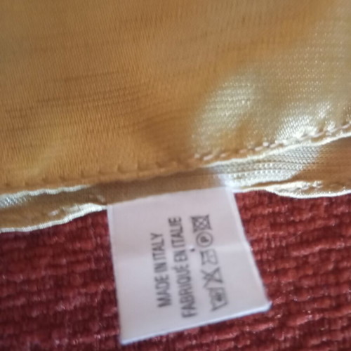 Scarf with floral design, 100% polyester, gold color from Italy
