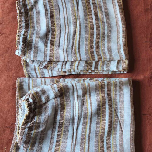 Rustic window curtains, set of 2, ecru and brown