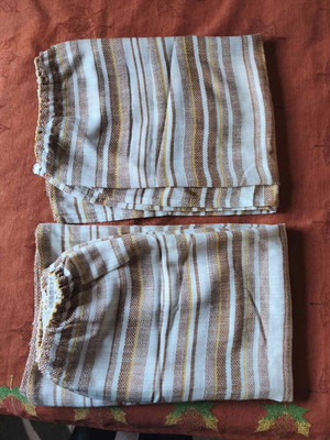 Rustic window curtains, set of 2, ecru and brown