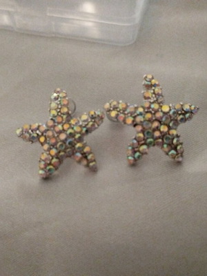 Earrings evening with white and pink rhinestones new