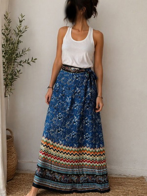 Ale set maxi boho skirt and white sleeveless top like new