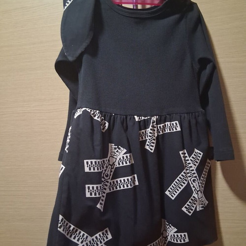 Girls' dress 4 years used, cotton, black and beige by Voi