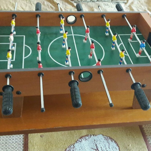 Wooden tabletop foosball with legs, dimensions 37×70×23