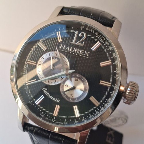 Haurex Italy automatic watch like new, Miyota mechanism, black and silver