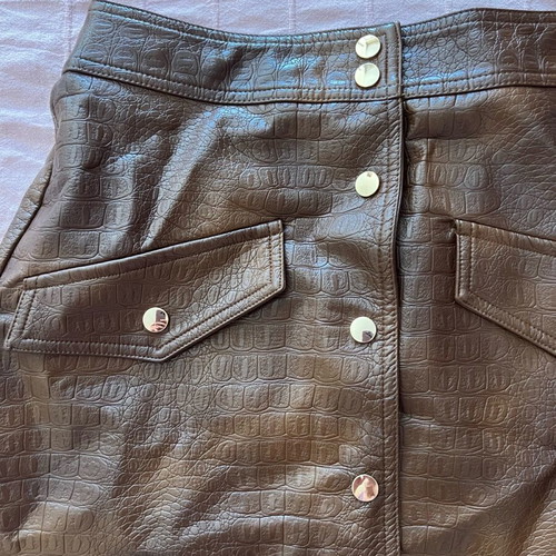 Zara eco leather skirt used, brown mini with buttons
