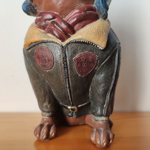 Bulldog Pilot Bust Decorative Figurine like new, retro style