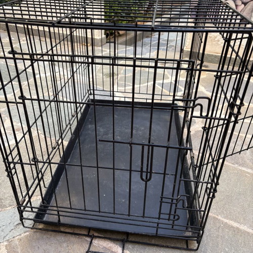 Pet cage used, large black metal wire with two doors