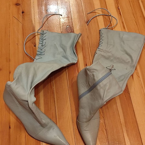 Dodici over-the-knee leather boots used, turquoise, size 37