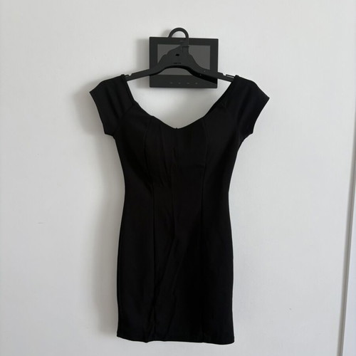 Black mini evening dress with back zipper