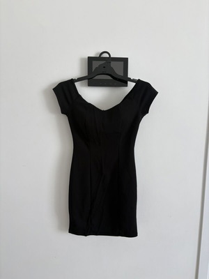 Black mini evening dress with back zipper