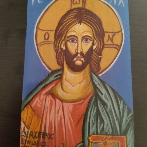 Byzantine Icon Jesus Christ Handmade, 10x6 cm