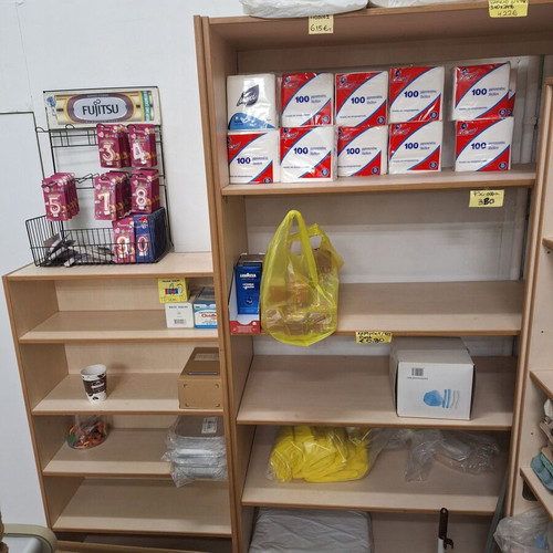 Wooden Wall Shelves and Corner Cashier Furniture used