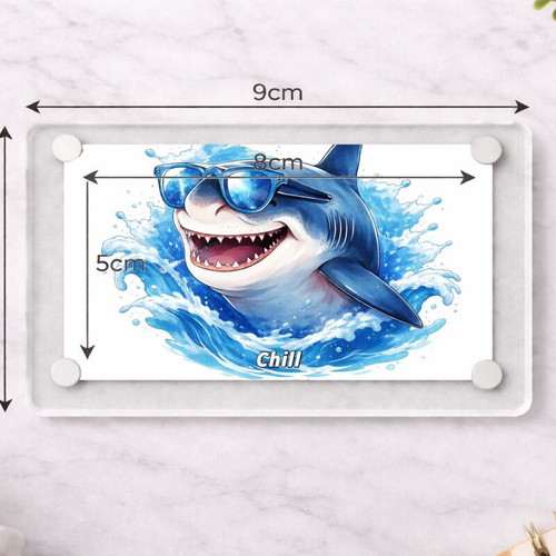 Acrylic Chill Shark Refrigerator Magnet 9x6cm new