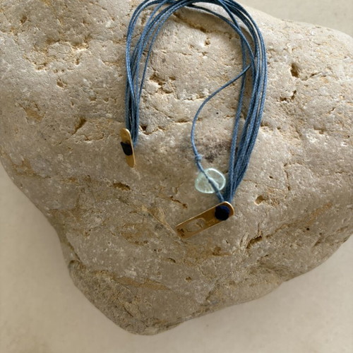 Apriati 18K Gold Multi-Cord Bracelet with Aquamarine Gemstone like new