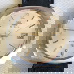 Vintage ρολόι Milus automatic αφόρετο με μαύρο δερμάτινο λουράκι