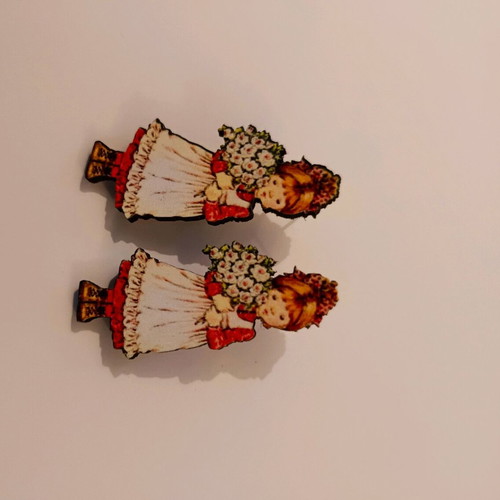 Wooden earrings with stainless steel clasp Sarah Kay new, beige and red