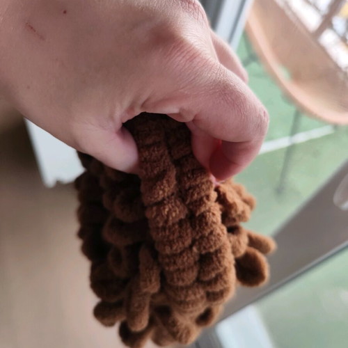 Knitted handmade brown bag like new, handheld