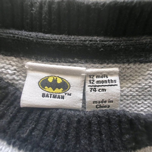Baby sweater gray black Batman like new for 12-month-old boy