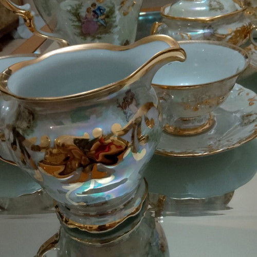 Vintage Wałbrzych Polish porcelain set with gold details like new