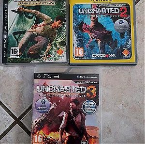 UNCHARTED 1, UNCHARTED 2 PLATINUM, UNCHARTED 3 PS3