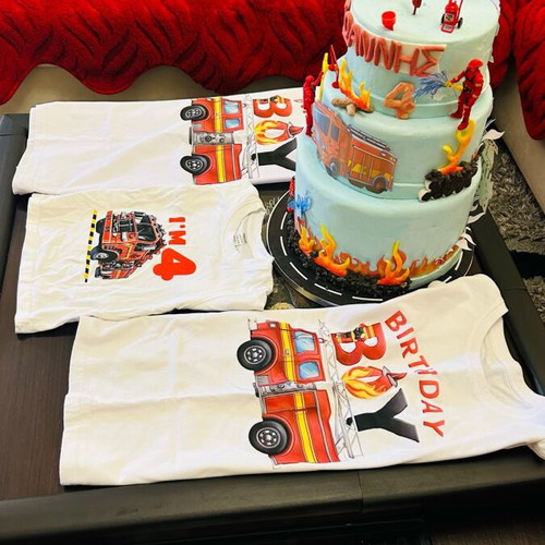 Fake Firefighter Cake with T-Shirts Set used