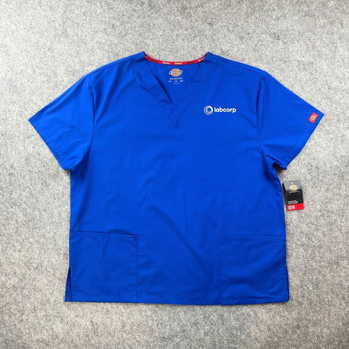 Dickies Medical Scrub Unisex Workwear Top Blue XL New