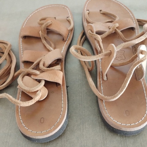 Leather handmade sandals like new, size 38, beige