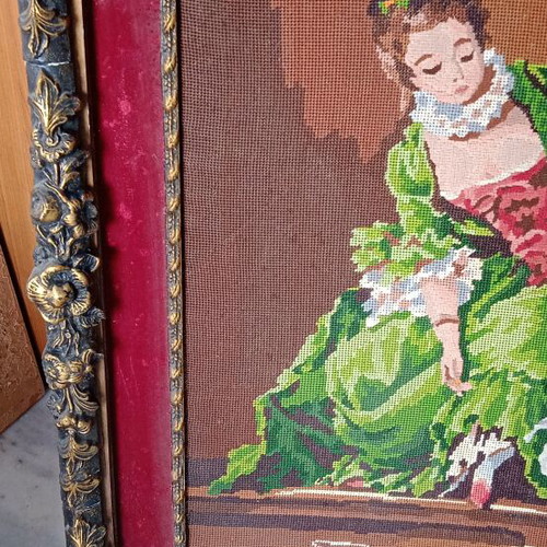Embroidery used, large with heavy frame 70x50 cm without glass