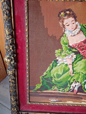 Embroidery used, large with heavy frame 70x50 cm without glass
