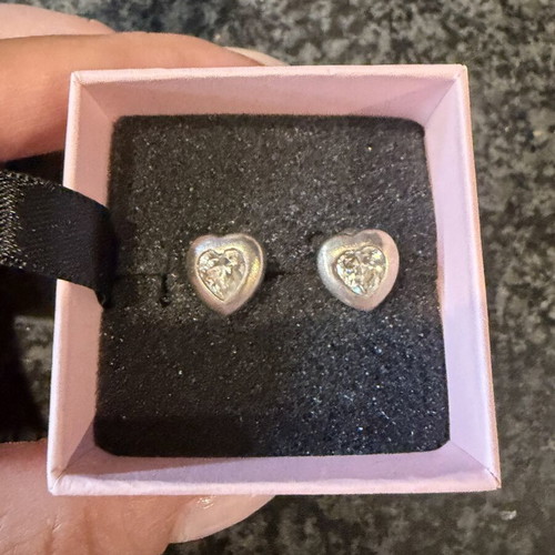 Silver pierced heart earrings like new
