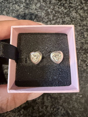 Silver pierced heart earrings like new