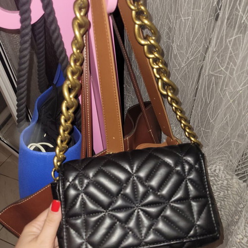 Zara bag with gold chain like new, black