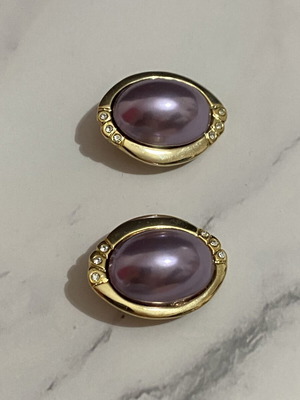 Clip-on earrings purple-gold with rhinestones like new