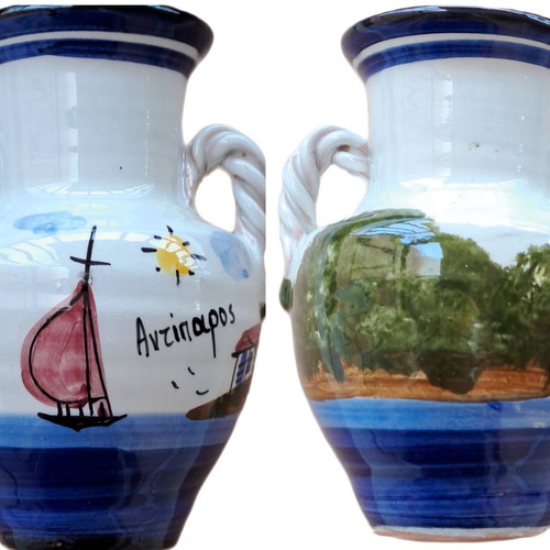Ceramic amphora new, hand-painted from Antiparos