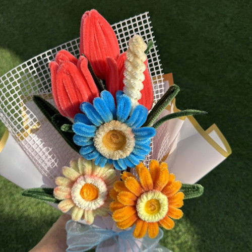 Bouquet of flowers made of chenille new