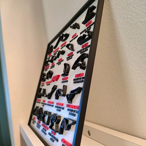 Formula 1 3d embossed tracks in frame 22x20 cm