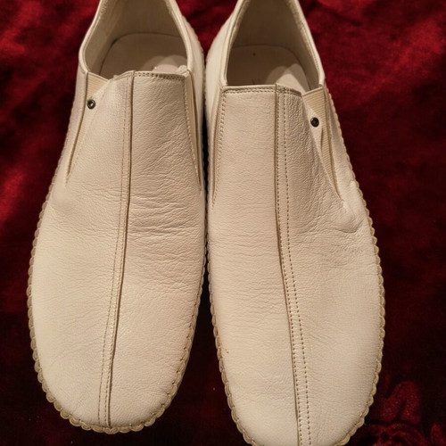 Langsley men's leather slip-on loafers white size 43 new