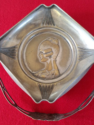 Art Nouveau silver plated candy dish used, early 20th century