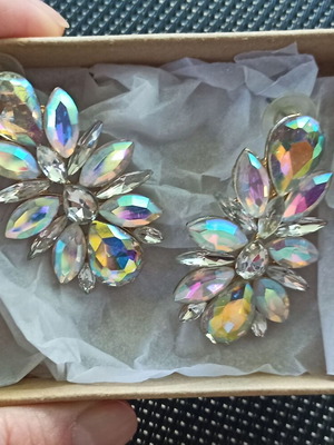 Iridescent hanging earrings like new with multicolored stones