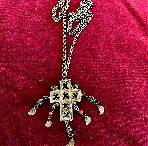 Αυθεντικός ασημένιος επίχρυσος βαλκανικός σταυρός - φυλαχτό 19ου αιώνα