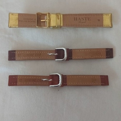 Watch straps new, set of 3, leather, brown and gold
