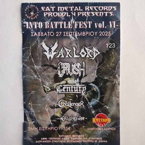Warlord ticket used, concert 27/9/2025 at Kyttaro