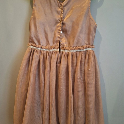 H&M dress beige gold with tulle used, festive 134 cm