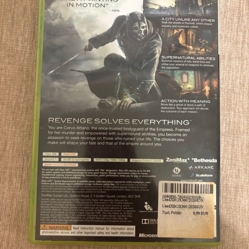 Dishonored Xbox 360 PAL used, complete